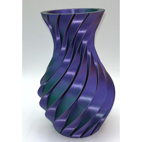 3D Printed Swirled Modern Flower Vase Multi Color Metallic Purple Pink Blue OOAK - Picture 2 of 16